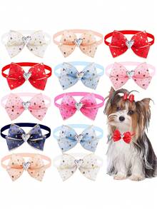 7件套多层网纱领结，经典心形元素，适合情人节和婚礼美容装饰配饰，精致、优雅、舒适，款式随机。 - 彩色 - 查看 1