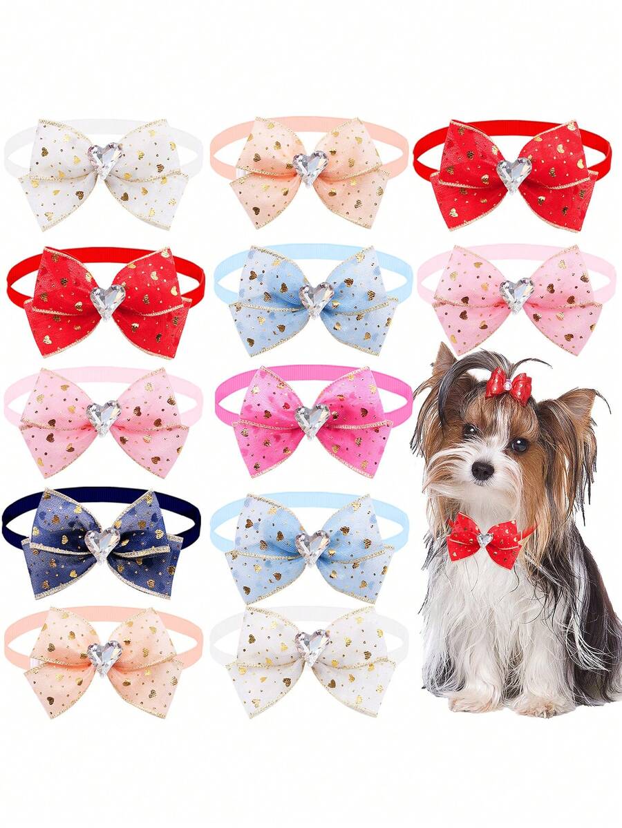 7件套多层网纱领结，经典心形元素，适合情人节和婚礼美容装饰配饰，精致、优雅、舒适，款式随机。 - 彩色 - 查看 1