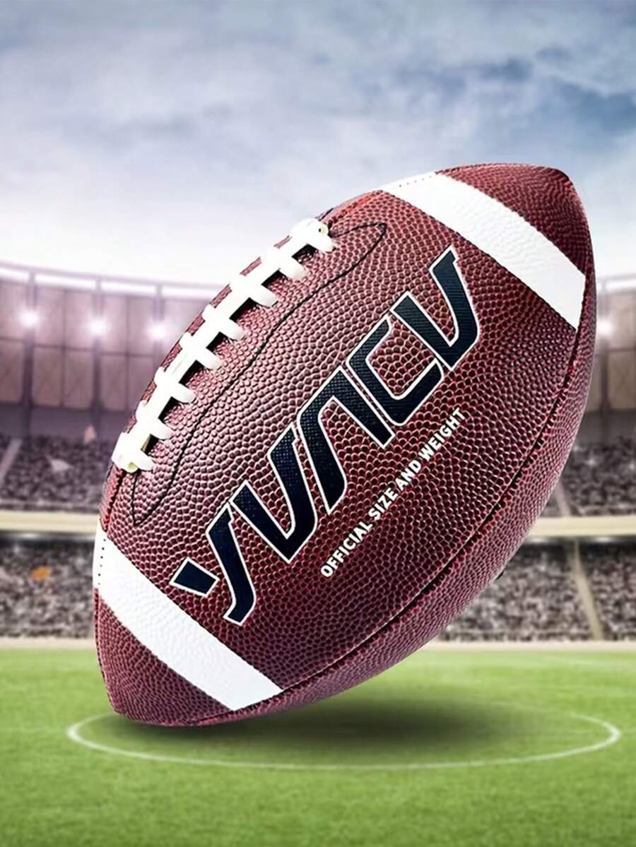 1pc Standard American Football, Designed For Outdoor Training And Leisure Use, With Official Size 9, And 1pc Size 6 Rugby Ball - Multicolor - View 1