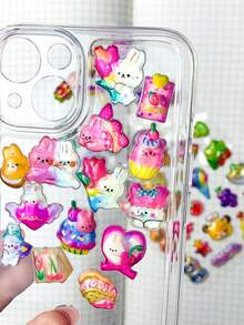 Pegatinas 3D lindas de alta calidad, decoración brillante en relieve, pegatinas de anime japonés tridimensionales divertidas, pegatinas de cristal, con una textura sólida, forma sólida exquisita, pegatinas decorativas autoadhesivas impermeables y antiadherentes, con textura y atmósfera decorativa llena de encanto, diseño de colores mixtos, forma asimétrica, pegatinas decorativas impermeables - Multicolor - Ver 9