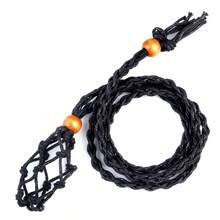 1件水晶石项链吊坠，天然石编织网袋吊坠，可调节手工网袋项链，配紫水晶原石