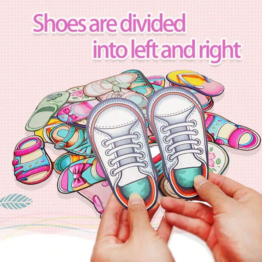 1 Set Left & Right Shoe Matching Educational Toy, Paper Craft Learning Tool For Kids, Preschool & Elementary School