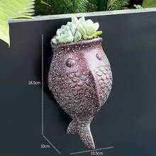 1个壁挂式斑点鱼形花盆，适用于悬挂绿萝，简约欧式风格，无需钻孔，适合别墅和户外环境 - 均碼 - 查看 3