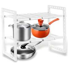 CYPNEstante de Almacenamiento Debajo del Fregadero de Cocina - 2 Niveles Ajustable y Ampliable con 10 Paneles Removibles Organizador Bajo Fregadero Estante de Gabinete para Baño Cocina BlancoFashion - 219618889 - Ver 2