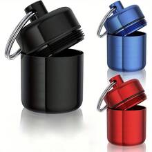 迷你金属药盒带钥匙扣，坚固安全锁，便携防水旅行药盒，适用于存放药品、耳塞、首饰等。 - 彩色 - 查看 1