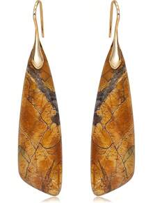 Natural Stone Earrings For Women Boho Triangles Dangle Drop Earrings - Grey Orange Gold - View 8
