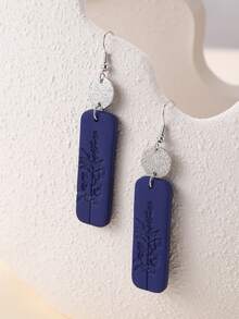 1 Đôi bông tai bằng đất sét mềm dập nổi thủ công màu xanh dương dành cho nữ, thích hợp cho kỳ nghỉ trên đảo, tiệc tùng, hoặc làm quà lưu niệm du lịch. - Xanh đậm - Xem 2