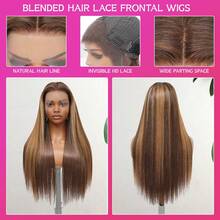 NATAN 合成蕾丝前假发,中分长渐变挑染直发,蓬松自然渐变全头假发 - S4/27 - 查看 9