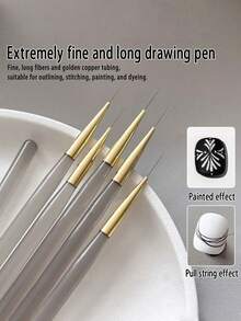 5pcs/Set Ultra Fine Nail Art Detail Pens - Precise Drawing Pens, Easily Outline Complex Lines; Ultra Fine Nail Art Detail Pens; Nail Art Drawing Tools; Nail Art Pens; Brush Design; Easy To Use; Soft & Durable Material; DIY Nail Art - Multicolor - View 3