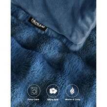 Ultra Soft Cozy Faux Fur Throw Blanket, Fuzzy Plush Thick Bubble Blanket, Oversize Luxury Fluffy Blanket For Couch, Sofa, Bedroom, And Living Room,50x60 Inches,Blue,40008334 - 藍色 - 查看 6