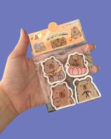Kit 4 Borrachas Capivara Decorada Kawaii Papelaria Fofa Material Escolar Presente Filme Capybara Papelaria fofa - Escolar - Visão 3