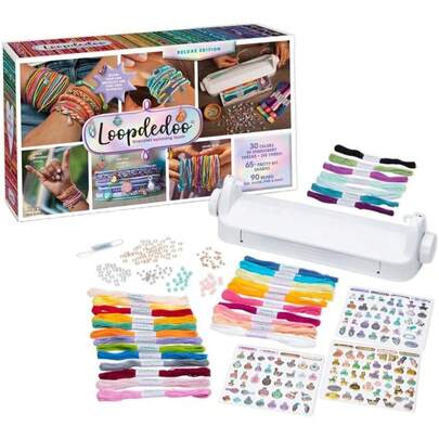 CYPNLoopdedoo Deluxe - Kit de manualidades galardonado de edición especial - Fabricante de pulseras de la  - Haz pulseras en minutos - Incluye 1 30 madejas de hilo abalorios de bricolaje cuentas y más multicolorFashion