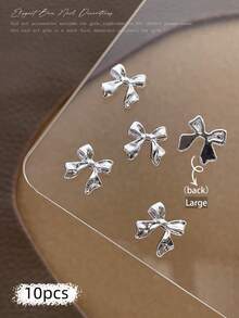 10/100/500pcs 3D Silver Bow Heart Nail Art Decorations, Korean Style Metal Bow, Star, Moon Nail Jewelry, Y2K Punk Nail Gems, DIY For Acrylic Nail Stickers, Phone Cases, Shoes, Clothes, Bags Nails Nail Supplies Nail Charms - Multicolor - View 25