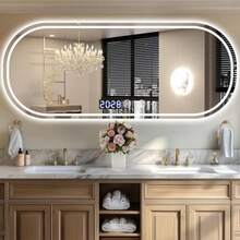 CYPNEspejo para Baño con Luz LED Espejo de Baño con Función de Memoria y Desempañado HD Espejo de Maquillaje con Ajuste de Hora Regulable 3 Colores 4mm Vidrio Prueba Explosiones 60 x 80cmFashion - 60L x 40A cm - Ver 9