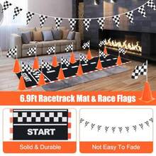 CYPN38 piezas-12 conos de tráfico con agujero en la parte superior 24 banderas a cuadros camino de piso para pista de carreras suministros de fiesta de cumpleaños decoración de mesa para niñosFashion - como en la foto - Ver 5