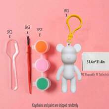 10 件/6 件/1 件流体亚克力熊工艺套件批发，DIY 手工流体熊钥匙扣 - 白色 - 查看 14