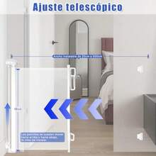 Puerta De  - 500 * 86CM Puerta para Perros RetráctilPuerta De  De Malla para Perros Y Mascotas para Escaleras Cocina Pasillo Interior Y Exterior-Blanco - Blanco - Ver 2