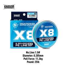 KINGDOM 1PC 150m X8/X12 Strands PE Line, 0.6# 0.8# 1.0# 1.2# 1.5# 2.0#, 12-38lbs, Tightly, Strong Pulling Force, Nano Coating Smoothly, Wear Resistant, Far Casting - Multicolor - View 19