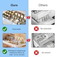 CYPNEMAGIE Cajones Deslizables para Cocina - Organizador Extraible Cocina 12.5 Pulgadas Ampliado a 20.5 Pulgadas Organizador de Cajones Fácil Acceso y Limpieza para Colocar y Quitar ObjetosFashion - como en la foto - Ver 3