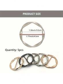 5个多功能金属围巾/T恤夹 - 轻松系紧配饰，无需缝纫即可固定衣物，打结收边