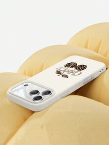 1pc Cherry Pattern, Large Hole Liquid Beige Anti-Drop Silicone Phone Case, Suitable As Holiday Gift, Compatible With Apple Xs/Xsmax/Xr/11 12 13 14 15 16pro/Promax/14 15 16plus/17, Unisex - Multicolor - View 3