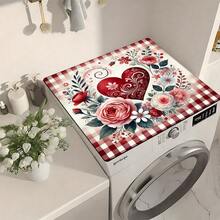 1pc Heart, Flower, Plaid Pattern Printed Washing Machine Dust Cover Mat, Rubber Soft Bottom, Laundry Room Accessory, Washing Machine Top Protective Pad, Quick Drying, Refrigerator Dust Cover, Coffee Maker Countertop Absorbent Mat, Diatomite Draining Mat, Modern Laundry Room And Kitchen Appliance Washing Machine And Dryer Dust Cover, Home Decor, Kitchen & Dining Decor - Multicolor - View 2