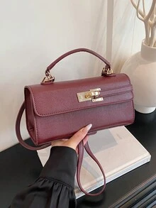 Fashionable Women's Shoulder Bag, New Arrival Niche Design Casual Versatile Minimalist Stylish Handbag, Comfortable PU Material Solid Color Design, Adjustable Detachable Long Shoulder Strap, Comfortable Handheld, Spacious, Square Bag - Multicolor - View 15