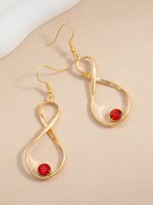 Minimalist Figure 8 Hoop Earrings, Suitable For Daily Wear, Valentine's Day & Mother's Day Gift - Gold - View 3