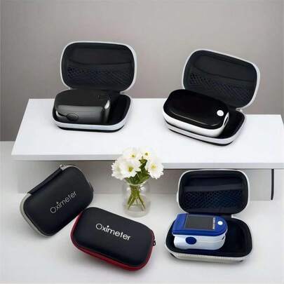 Fingertoppspulsoximeter, pulsmätare, blodsyremättnadsmätare med rem och förvaringsfodral