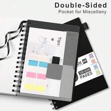 Graph Paper Notebook, 300 Pages Spiral Notebook Journal, A5 Grid Paper Notebook, 100gsm Thick Paper, Plastic Hardcover Journals For Schoolsss Writing Engineering Math, 5.7\ X 8.3\, Black - Black - View 6