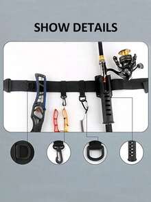 Varillas De Pesca Ultraligeras Para Peces Pequeños, Varillas De Pesca Telescópicas Para Pesca De Viaje, Soporte Ajustable Para Caña Plegable Pescar,Cintura Ajustable,Con Insertador De Varilla Portátil Para Equipo De Pesca Con Mosca, Spinning, Casting, Surf y Kayak. Juego De Accesorios Con Correa Para Vadeo De Dos Piezas Para Un Transporte Fácil - Negro - Ver 6