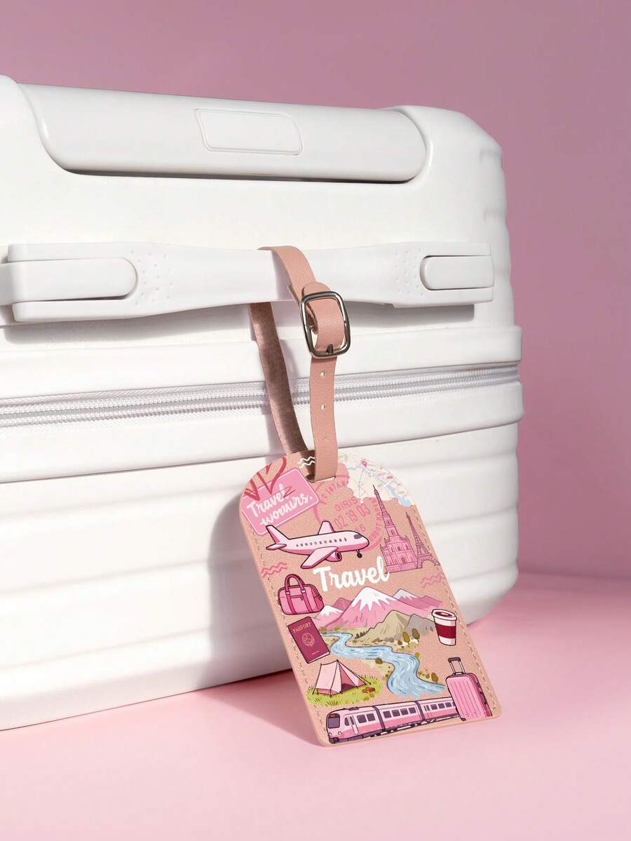 1 Stück leichter und strapazierfähiger PU Gepäckanhänger, geeignet für Reisekoffer, Rucksack, Kreuzfahrttasche, Rucksack-Zubehör, ideal für Bordkarten, unverzichtbar für Herbstreisen und die Rückkehr zur Schule - Muster E - Übersicht 1