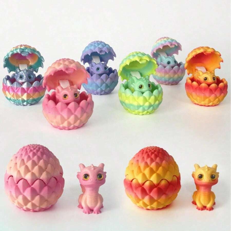1个3D打印迷你可爱龙蛋，翻转即可展现萌萌的小龙模型，创意装饰模型，适合家居和办公场所，是送给亲朋好友的最佳手工工艺品礼物，眼睛颜色随机。 - 彩色 - 查看 1