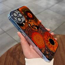 Un vibrante mundo de fantasía naranja con soles y estrellas en espiral. Esta elegante funda es compatible con los modelos  17, 16, 15, 14 Pro Max, 13, 12, 11, XR y XS Plus. Fabricada en silicona TPU, ofrece protección contra golpes y caídas, además de una sensación superior. Es un regalo ideal para familiares, amigos y seres queridos, y la elección perfecta para Año Nuevo. - Negro - Ver 4