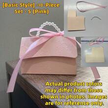 10个装纸质礼盒，凹凸立体花朵设计，配珍珠手柄，适用于派对节日礼品包装、婚礼礼盒、生日礼盒、小型活动礼品袋、情人节礼盒、母亲节礼盒。 - 彩色 - 查看 7