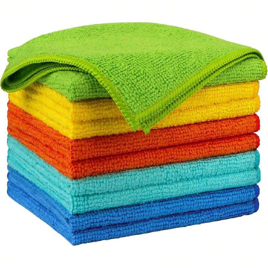 Microfiber Cleaning Cloth, 10PK, Microfiber Towels For Cars, Premium All Purpose Car Cloths, Dusting Cloth Cleaning Rags, Absorbent Towels For SUVs, House, Kitchen, Window, 12"*12", Green,40065067 - 綠色 - 查看 1