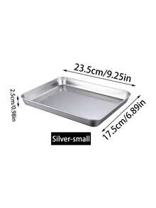 1pc Stainless Steel Rectangular Coffee Tray, 304 Stainless Steel Kitchen Coffee Shop Tray, Cake Dessert Plate, Dinner Plate, Dim Sum Tray, Courtyard Reception Plate - Silver - View 12