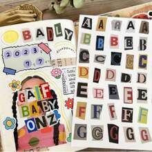 复古字母贴纸，适用于剪贴簿、计划本和日记本——包含英文字母、数字和符号。学生计划、日记和基础拼贴材料贴纸标签。哑光纸/装饰性DIY工艺品材料。耐用的模切设计，专为剪贴簿和计划本装饰而设计。 - 彩色 - 查看 4