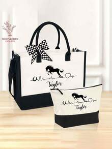 حقيبة تسوق مخصصة بنمط الحصان، حقيبة داخلية مخصصة، هدية لعشاق الخيول، هدية للفرسان، هدية لمالكي الخيول، هدية لنادي الفروسية، هدية زفاف - متعدد الألوان - مشاهدة 3