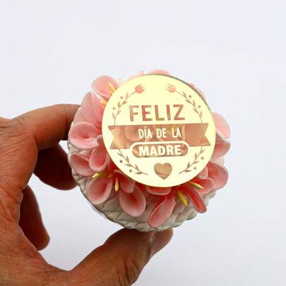 6/12 件装 西班牙语母亲节快乐金色镜面亚克力蛋糕装饰插牌，适用于派对装饰