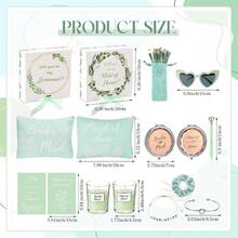 88 Pcs Bridesmaid Proposal Gifts Bridesmaid Box Set Maid Of Include Box Candle Invited Cards Scrunchies Hair Elastics Ties Knotted Bracelets Pens Blue - 綠色 + 現代 - 查看 4