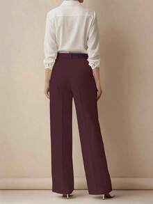 Women's High Waist Pleated Loose Fit Trousers, Suitable For Work And Casual Wear, Spring/Summer - 紫色 2 - 查看 7