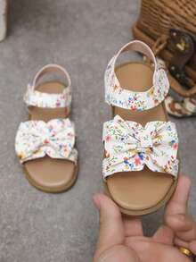 Sweet Floral Bow Girls Sandals | Sweet Princess Style Summer Kids Shoes (Soft Sole)