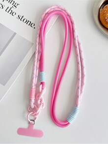 1pc Contrast Color DIY Diagonal Hanging Lanyard Acrylic Double Buckle Phone Strap - Multicolor - View 10