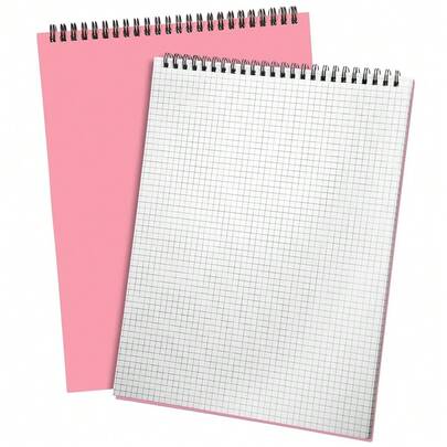 1 Pack Top Spiral Graph Paper Notebooks 8.7 X11.4 Inch A4 Grid Paper Notepad 70 Sheet Memo Steno Pad For Engineering Writing Sketching Drawing Schoolsss Office Supplies (Pink)