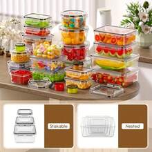 GHQ 40-Piece Set With Airtight Lids Lunchbox Combo, Food Storage Containers, Leak-Proof Leftovers Container, Stackable Freezer/Microwave/Dishwasher Lunchboxes (20 Rectangular + Round + 20 Lids) - 40件組加厚PP套裝(20個盒子+20個蓋子) - 查看 2