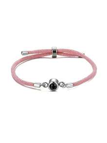 1 Customized Photo Projection Bracelet, Stainless Steel Color Woven Couple Bracelet, Suitable For Women, Couples, Families, Photo Memories - Multicolor - View 12