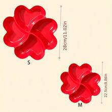 4-Compartment Red Heart-Shaped Plastic Fruit Plate, Snack Tray, Cookie & Dessert Plate With 4 Non-Slip Dipping Bowls, Suitable For Wedding Party, Christmas Gift, Holiday Party, Valentine's Day Food Display - Multicolor - View 3