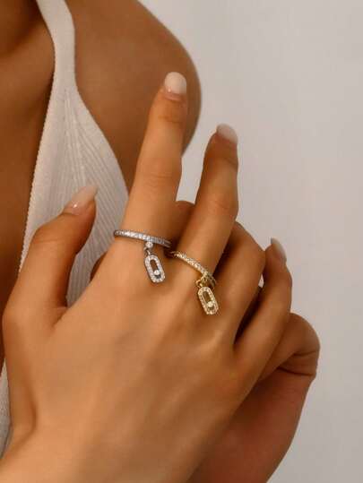 خاتم قلادة من الزركونيا بطراز كوري عصري، مناسب للنساء للمواعدة والارتداء اليومي، هدية للمناسبات والأعياد، هدية عيد الفطر