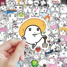 72张创意麻糬表情贴纸套装，抽象插画手绘麻糬卡通人物贴纸，适用于剪贴簿 - 麻薯表情包-72張(防水貼紙) - 查看 11